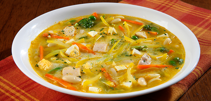Sopa de pollo ligera